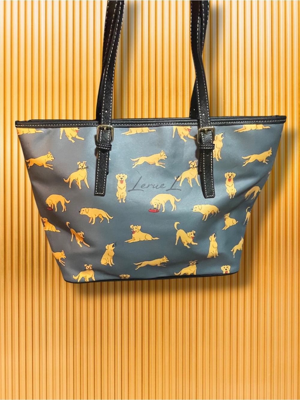 ✨ LerueL Golden Retriever Tote Bag | Cute Dog Mom Shoulder Handbag Blue 🐶 - Picture 6 of 15